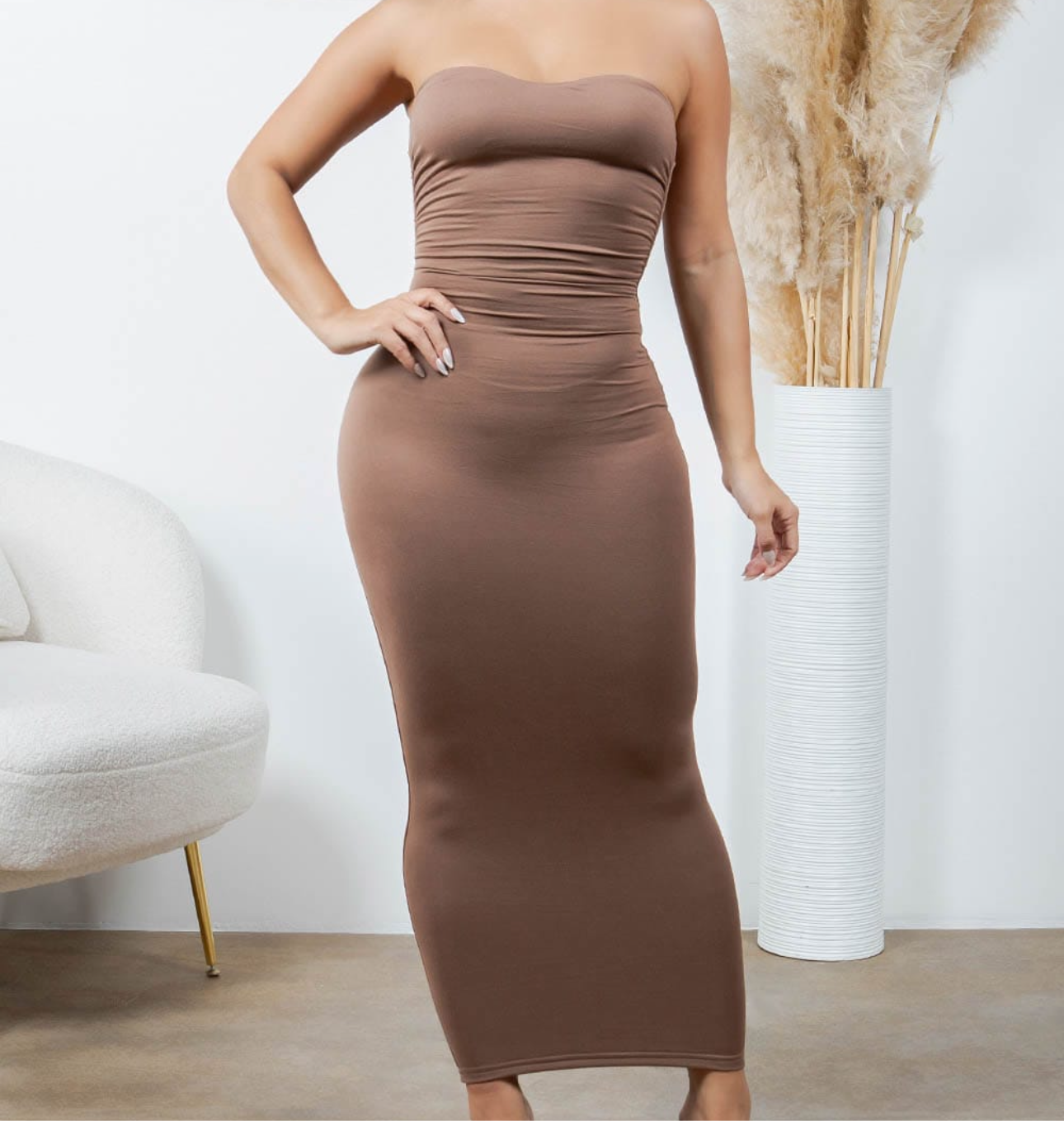 Lilly mocha long dress