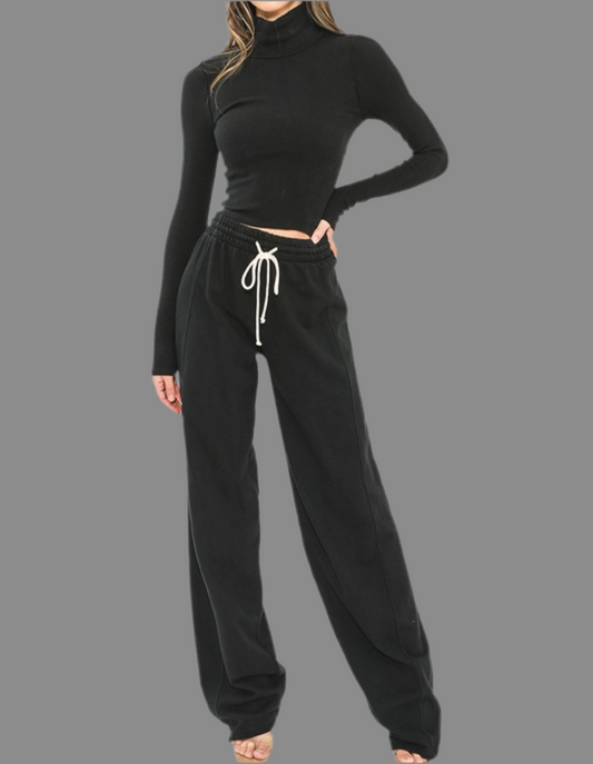 Luxe turtle neck long sleeve two piece set